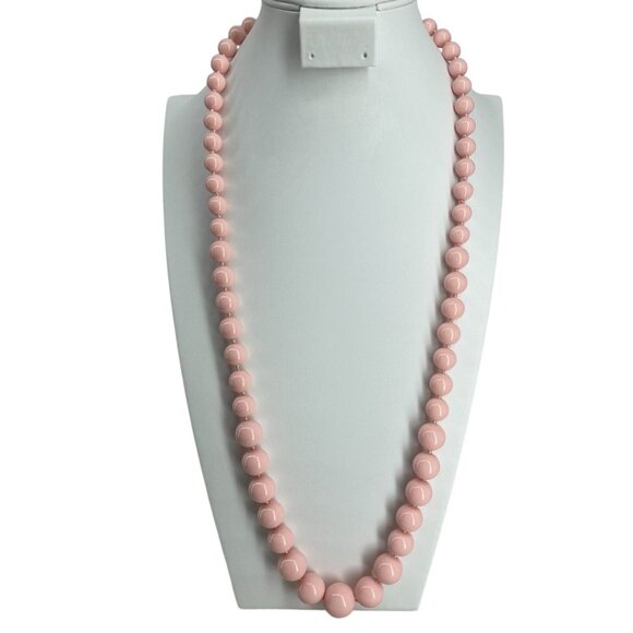 Vintage Pink Bead Necklace With Gold-Tone Clasp 30" Long - Picture 1 of 4